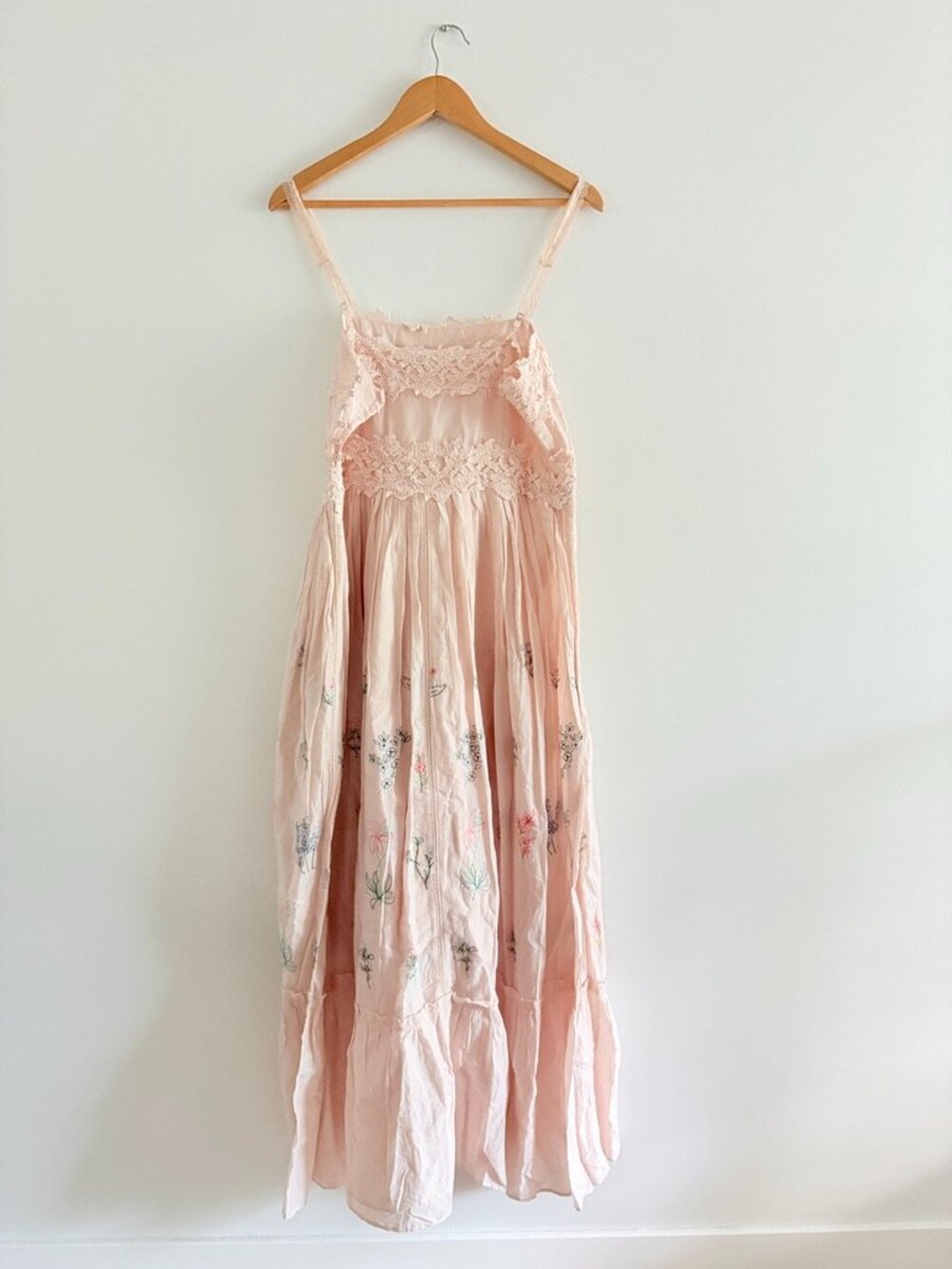 Caroline Constas Daisy Lace Maxi Dress NWT Floral Embroidered Pink Size Large - Picture 5 of 10